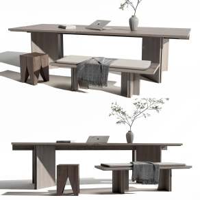 现代书桌椅组合3D模型下载